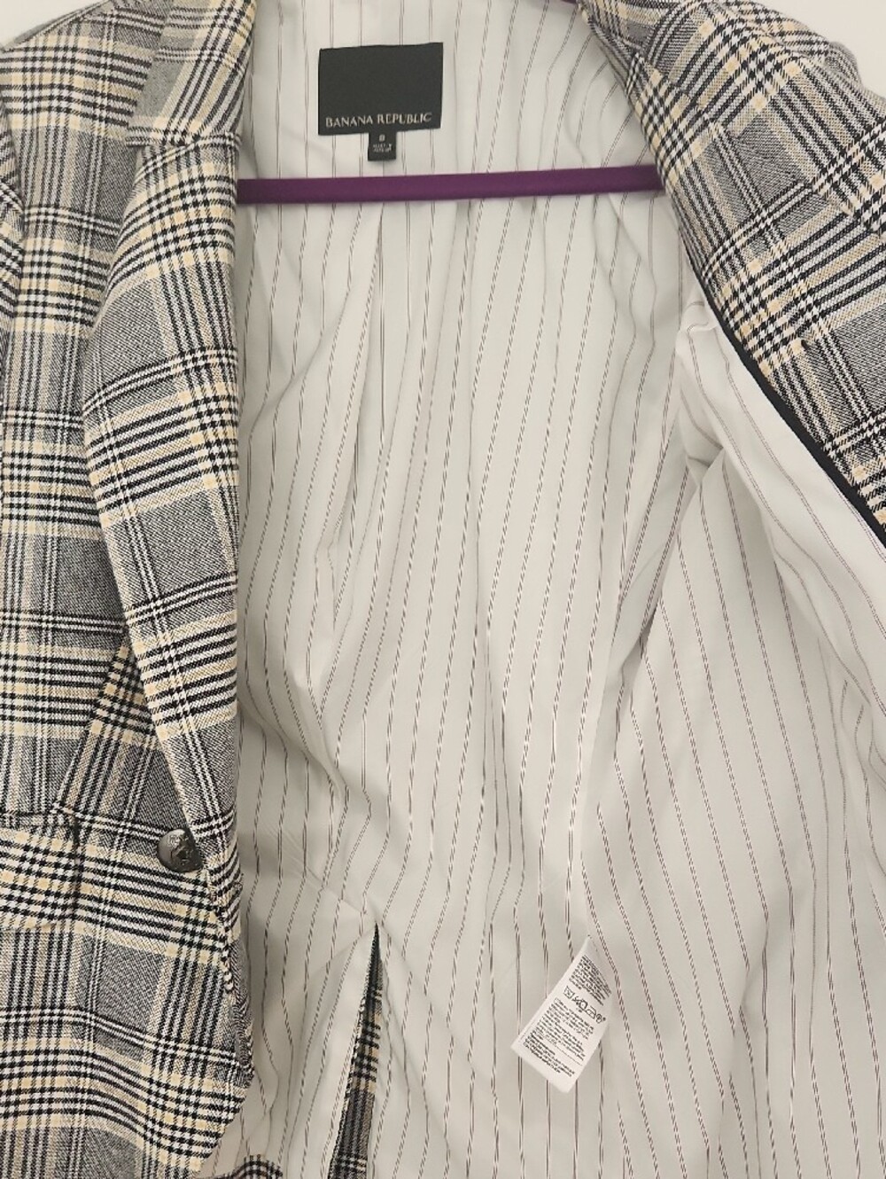 Preppy Office Work School Interview Formal Banana Republic Gray Plaid Blazer - Picture 9 of 14